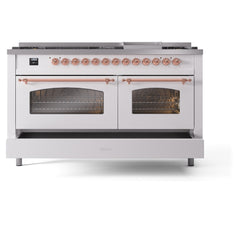 ILVE Nostalgie II 60 Inch Dual Fuel Range – 9 Sealed Burners & Griddle Triple Glass Door - UP60FNMP