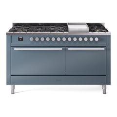 ILVE Professional Plus II 60 Inch Dual Fuel Range – 9 Sealed Burners & Griddle - UP60FQMP