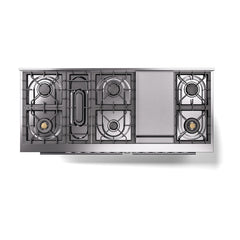 ILVE Professional Plus II 60 Inch Dual Fuel Range – 9 Sealed Burners & Griddle - UP60FQMP