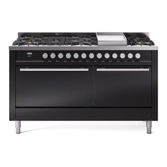 ILVE Professional Plus II 60 Inch Dual Fuel Range – 9 Sealed Burners & Griddle - UP60FQMP