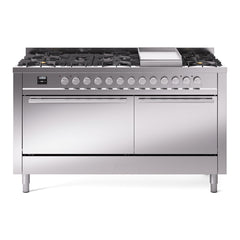 ILVE Professional Plus II 60 Inch Dual Fuel Range – 9 Sealed Burners & Griddle - UP60FQMP