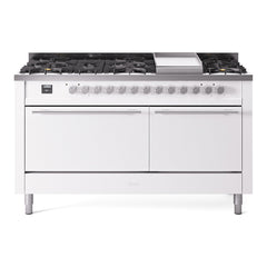 ILVE Professional Plus II 60 Inch Dual Fuel Range – 9 Sealed Burners & Griddle - UP60FQMP