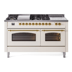 ILVE Nostalgie II 60 Inch Dual Fuel Range with 7 Sealed Burners, Griddle & French TopTriple Glass Door - UP60FSNMP