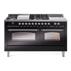 ILVE Nostalgie II 60 Inch Dual Fuel Range with 7 Sealed Burners, Griddle & French TopTriple Glass Door - UP60FSNMP