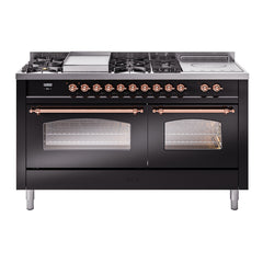 ILVE Nostalgie II 60 Inch Dual Fuel Range with 7 Sealed Burners, Griddle & French TopTriple Glass Door - UP60FSNMP