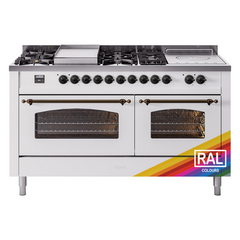 ILVE Nostalgie II 60 Inch Dual Fuel Range with 7 Sealed Burners, Griddle & French TopTriple Glass Door - UP60FSNMP