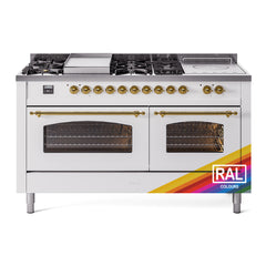 ILVE Nostalgie II 60 Inch Dual Fuel Range with 7 Sealed Burners, Griddle & French TopTriple Glass Door - UP60FSNMP