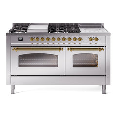 ILVE Nostalgie II 60 Inch Dual Fuel Range with 7 Sealed Burners, Griddle & French TopTriple Glass Door - UP60FSNMP