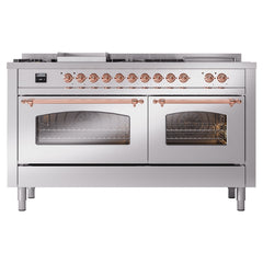 ILVE Nostalgie II 60 Inch Dual Fuel Range with 7 Sealed Burners, Griddle & French TopTriple Glass Door - UP60FSNMP