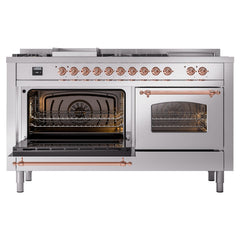 ILVE Nostalgie II 60 Inch Dual Fuel Range with 7 Sealed Burners, Griddle & French TopTriple Glass Door - UP60FSNMP