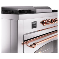 ILVE Nostalgie II 60 Inch Dual Fuel Range with 7 Sealed Burners, Griddle & French TopTriple Glass Door - UP60FSNMP