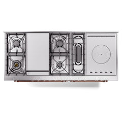 ILVE Nostalgie II 60 Inch Dual Fuel Range with 7 Sealed Burners, Griddle & French TopTriple Glass Door - UP60FSNMP