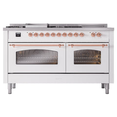 ILVE Nostalgie II 60 Inch Dual Fuel Range with 7 Sealed Burners, Griddle & French TopTriple Glass Door - UP60FSNMP