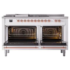 ILVE Nostalgie II 60 Inch Dual Fuel Range with 7 Sealed Burners, Griddle & French TopTriple Glass Door - UP60FSNMP