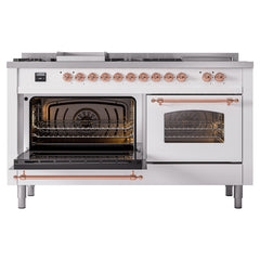 ILVE Nostalgie II 60 Inch Dual Fuel Range with 7 Sealed Burners, Griddle & French TopTriple Glass Door - UP60FSNMP