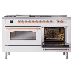 ILVE Nostalgie II 60 Inch Dual Fuel Range with 7 Sealed Burners, Griddle & French TopTriple Glass Door - UP60FSNMP