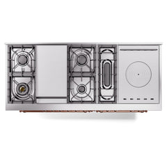 ILVE Nostalgie II 60 Inch Dual Fuel Range with 7 Sealed Burners, Griddle & French TopTriple Glass Door - UP60FSNMP