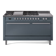ILVE Professional Plus II 60 Inch Dual Fuel Range with 7 Sealed Burners, Griddle & French Top  - UP60FS