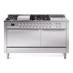 ILVE Professional Plus II 60 Inch Dual Fuel Range with 7 Sealed Burners, Griddle & French Top  - UP60FS