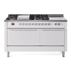 ILVE Professional Plus II 60 Inch Dual Fuel Range with 7 Sealed Burners, Griddle & French Top  - UP60FS