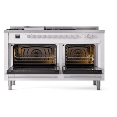 ILVE Professional Plus II 60 Inch Dual Fuel Range with 7 Sealed Burners, Griddle & French Top  - UP60FS