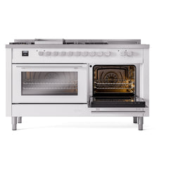 ILVE Professional Plus II 60 Inch Dual Fuel Range with 7 Sealed Burners, Griddle & French Top  - UP60FS