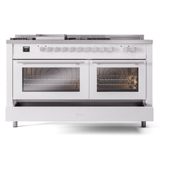 ILVE Professional Plus II 60 Inch Dual Fuel Range with 7 Sealed Burners, Griddle & French Top  - UP60FS