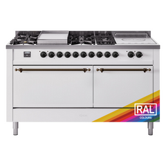 ILVE Nostalgie II 60" Dual Fuel Range – 7 Sealed Burners, Griddle & French Top,Solid Door - UP60FSQNMP