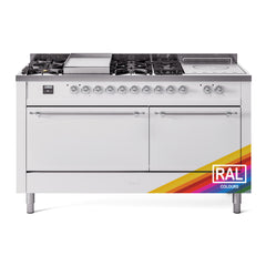 ILVE Nostalgie II 60" Dual Fuel Range – 7 Sealed Burners, Griddle & French Top,Solid Door - UP60FSQNMP