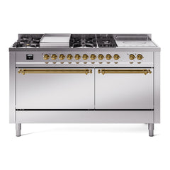 ILVE Nostalgie II 60" Dual Fuel Range – 7 Sealed Burners, Griddle & French Top,Solid Door - UP60FSQNMP