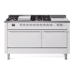 ILVE Nostalgie II 60" Dual Fuel Range – 7 Sealed Burners, Griddle & French Top,Solid Door - UP60FSQNMP