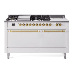 ILVE Nostalgie II 60" Dual Fuel Range – 7 Sealed Burners, Griddle & French Top,Solid Door - UP60FSQNMP