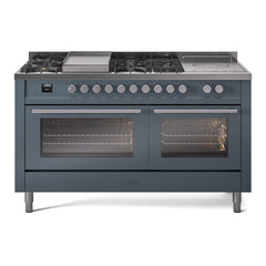 ILVE Professional Plus II 60 Inch Dual Fuel Range with 7 Sealed Burners, Griddle & French Top  - UP60FS