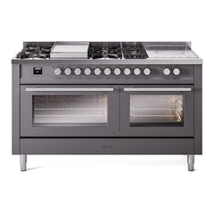 ILVE Professional Plus II 60 Inch Dual Fuel Range with 7 Sealed Burners, Griddle & French Top  - UP60FS