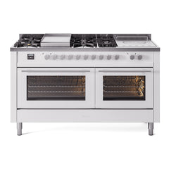 ILVE Professional Plus II 60 Inch Dual Fuel Range with 7 Sealed Burners, Griddle & French Top  - UP60FS
