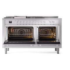 ILVE Professional Plus II 60 Inch Dual Fuel Range with 7 Sealed Burners, Griddle & French Top  - UP60FS