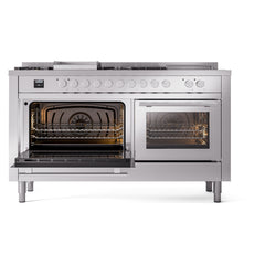 ILVE Professional Plus II 60 Inch Dual Fuel Range with 7 Sealed Burners, Griddle & French Top  - UP60FS