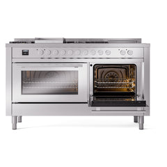 ILVE Professional Plus II 60 Inch Dual Fuel Range with 7 Sealed Burners, Griddle & French Top  - UP60FS