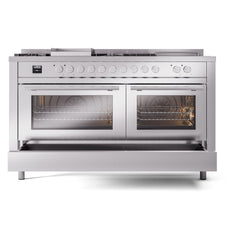 ILVE Professional Plus II 60 Inch Dual Fuel Range with 7 Sealed Burners, Griddle & French Top  - UP60FS