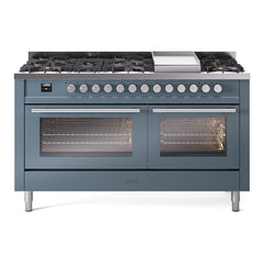ILVE Professional Plus II 60 Inch Dual Fuel Range – 9 Sealed Burners & Griddle - UP60FQMP