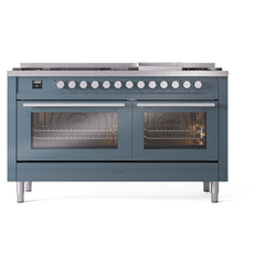 ILVE Professional Plus II 60 Inch Dual Fuel Range – 9 Sealed Burners & Griddle - UP60FQMP