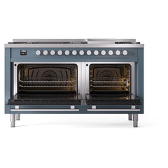 ILVE Professional Plus II 60 Inch Dual Fuel Range – 9 Sealed Burners & Griddle - UP60FQMP