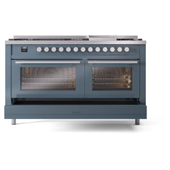 ILVE Professional Plus II 60 Inch Dual Fuel Range – 9 Sealed Burners & Griddle - UP60FQMP