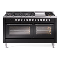 ILVE Professional Plus II 60 Inch Dual Fuel Range – 9 Sealed Burners & Griddle - UP60FQMP