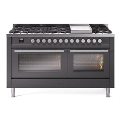 ILVE Professional Plus II 60 Inch Dual Fuel Range – 9 Sealed Burners & Griddle - UP60FQMP