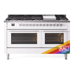 ILVE Professional Plus II 60 Inch Dual Fuel Range – 9 Sealed Burners & Griddle - UP60FQMP