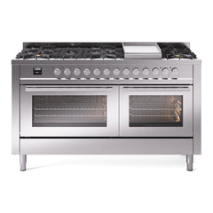 ILVE Professional Plus II 60 Inch Dual Fuel Range – 9 Sealed Burners & Griddle - UP60FQMP