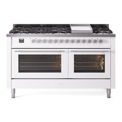 ILVE Professional Plus II 60 Inch Dual Fuel Range – 9 Sealed Burners & Griddle - UP60FQMP