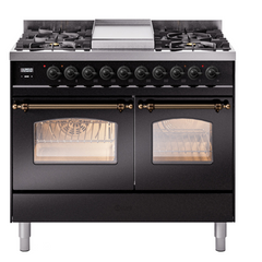ILVE Nostalgie II 40 inch Dual Fuel Range with Double Ovens, 6 Burners and Griddle Triple Glass Door - UPD40FNMP