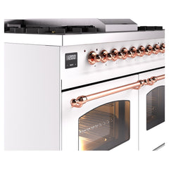 ILVE Nostalgie II 40 inch Dual Fuel Range with Double Ovens, 6 Burners and Griddle Triple Glass Door - UPD40FNMP